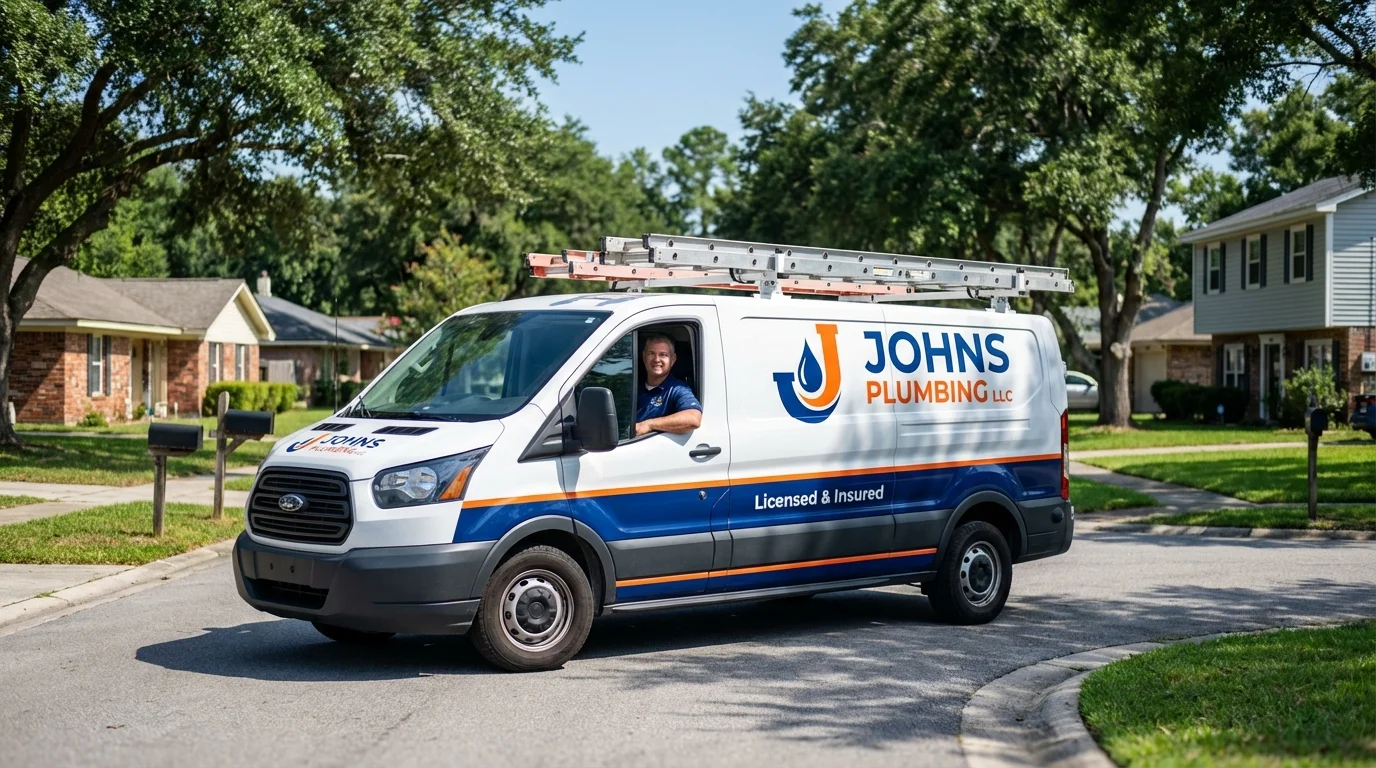 Johns Plumbing LLC service van in Childersburg, AL