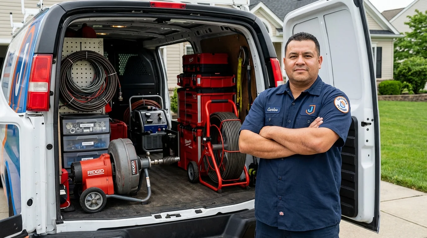 Professional drain cleaning equipment and Johns Plumbing LLC plumber in Childersburg