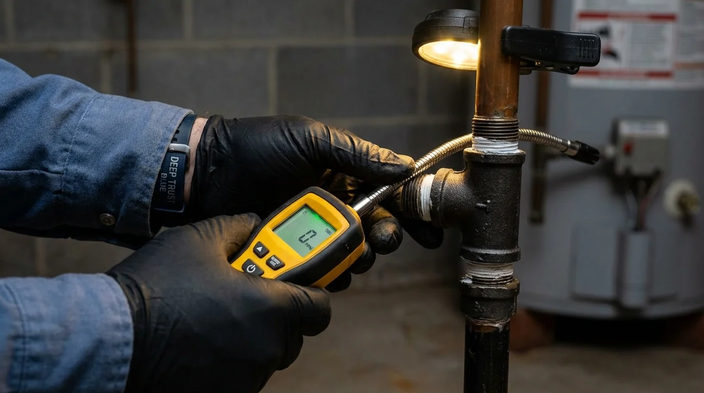 Gas leak detection with electronic sniffer by Johns Plumbing LLC in Childersburg