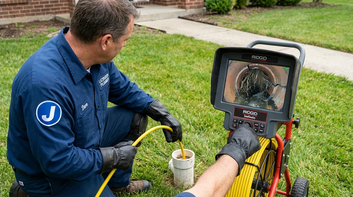 Sewer camera inspection being performed by Johns Plumbing LLC in Childersburg